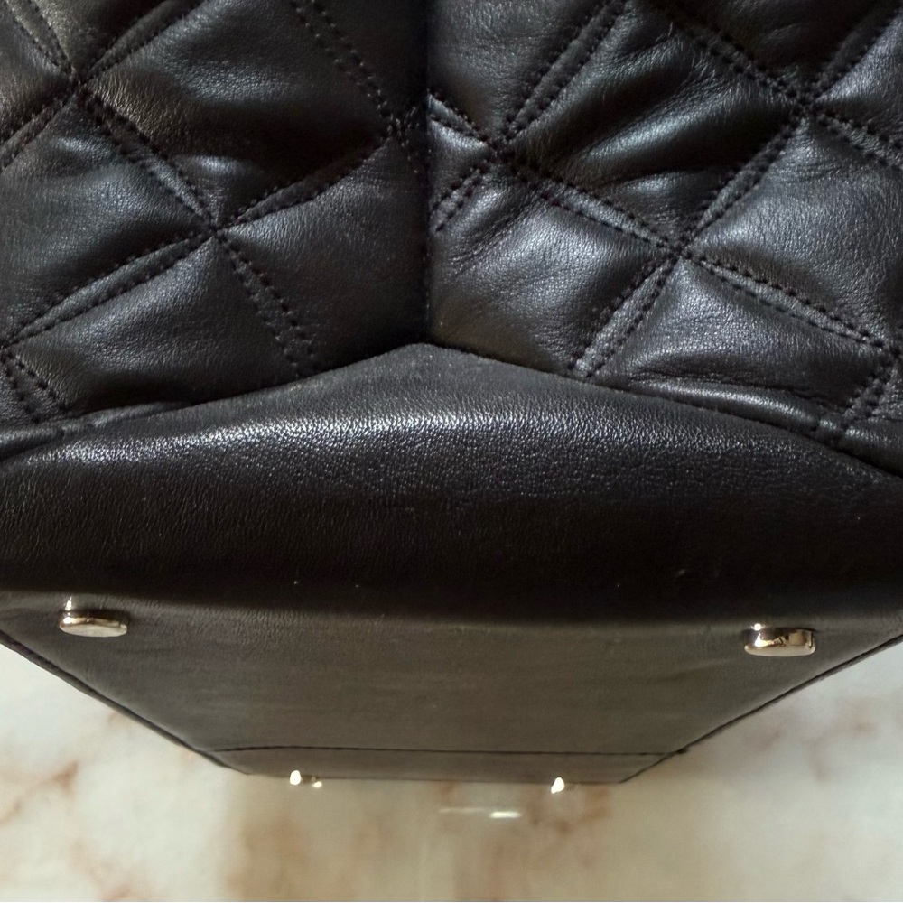 Kate Spade Black Quilted Tote with Gold Chain - Picture 6 of 7